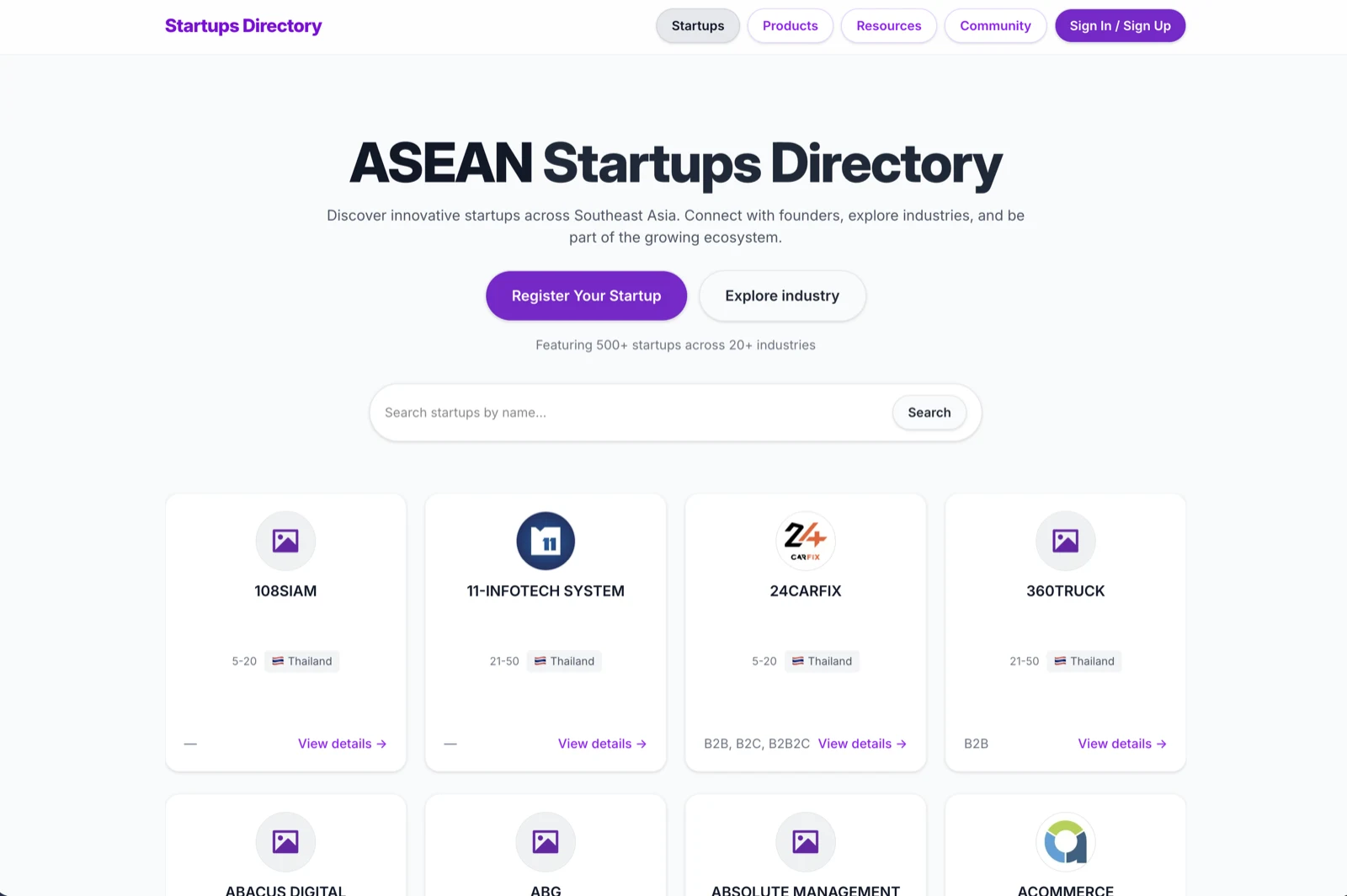 Startups Directory